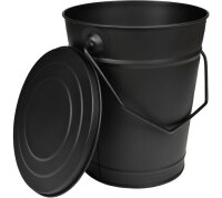 BLACK OAK Ascheeimer Etna 14L -  mit Deckel, Ø29xH34cm, verzinkter Stahl mit Premium Pulverbeschichtung schwarz