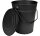BLACK OAK Ascheeimer Etna 14L -  mit Deckel, Ø29xH34cm, verzinkter Stahl mit Premium Pulverbeschichtung schwarz