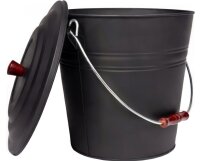 BLACK OAK Ascheeimer Katla 15L - mit Deckel, Ø32xH32cm verzinkter Stahl mit Premium Pulverbeschichtung schwarz
