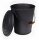 BLACK OAK Ascheeimer Santorini 25L - mit Deckel, Ø35,5xH43cm verzinkter Stahl mit Premium Pulverbeschichtung schwarz