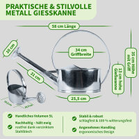 TTL Garden Giesskanne Zink 5L - Garten Bewässerung,...