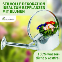 TTL Garden Giesskanne Zink 5L - Garten Bewässerung, Zinkgießkanne, Gießbrause, Blumengießkanne