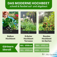TTL Garden Hochbeet Pflanzsack 60L 2er Set - Ø50cmxH30,5cm Filz Stofftopf aus 300 g/m² Vlies Stoff