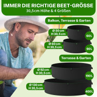 TTL Garden Hochbeet Pflanzsack 60L 2er Set - Ø50cmxH30,5cm Filz Stofftopf aus 300 g/m² Vlies Stoff