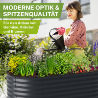 TTL Garden ovales Garten-Hochbeet "Elegance XXL" Anthrazit L400xB80xH80cm