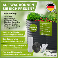 TTL Garden ovales Garten-Hochbeet "Elegance XXL" Anthrazit L400xB80xH80cm