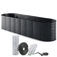 TTL Garden ovales Garten-Hochbeet "Elegance XXL" Anthrazit L400xB80xH80cm