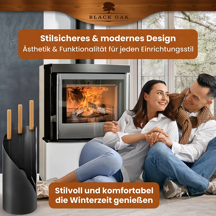 BLACK OAK Haardbestek VAIL 4-delig - modern ovenbestek set